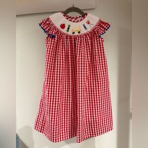 Stitchy Fish school embroidered smocked dress 4T